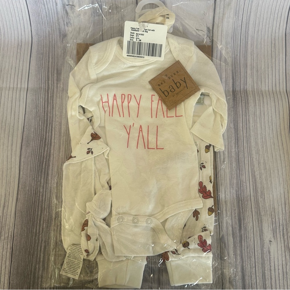 Rae Dunn Happy Fall Y’all girls outfit w gift bag